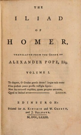 The Iliad of Homer, 1
