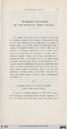 4.Ser.3.1884/85: Le recenti escavazioni nel piano inferiore del cimitero di Priscilla