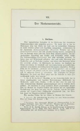 VII. Der Rechenunterricht
