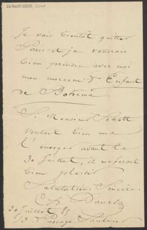 Brief an B. Schott's Söhne : 20.07.1885