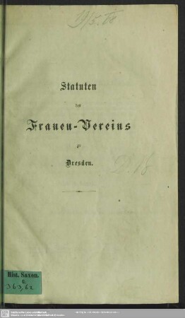 Statuten des Frauen-Vereins zu Dresden