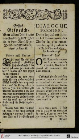 Erstes Gespräch / Dialogue Premier