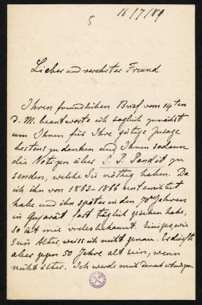 Brief 5: 16.07.1889