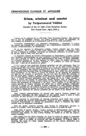 586-593, Criminologie clinique et appliquée