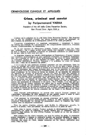 586-593, Criminologie clinique et appliquée