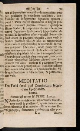 71-81, Meditatio Pro Feria sexta post Dominicam ...; ...