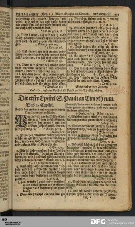 Die erste Epistel S. Pauli an Timotheum.