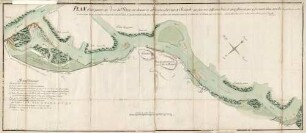 Plan d'une partie du cour du Rhin en dessus et en dessous du vieux Brisach qui fait voir different bras et atterißement qui se forment dans sont lit