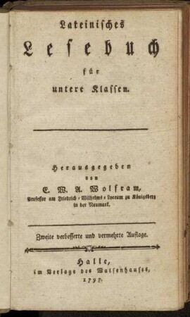 Lateinisches Lesebuch für untere Klassen