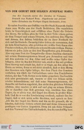 Von der Geburt der Seligen Jungfrau Maria