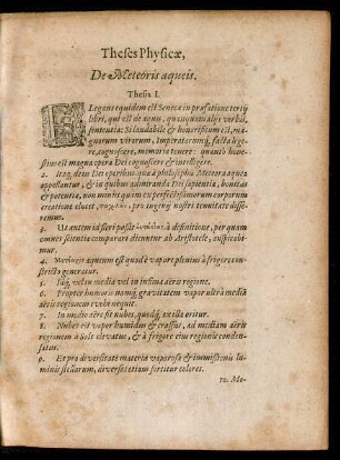 Theses Physicae, De Meteoris aqueis.