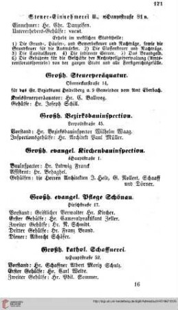 Großh. Bauinspectionen und Verwaltungen