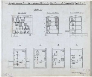 Technische Zeichnung : Projekt zum Neubau einer Mühle für Herrn H. Schmidt, Uchtdorf