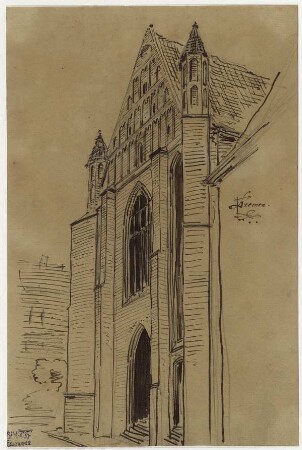 Kirche in Bremen, Giebelfront mit Strebepfeilern