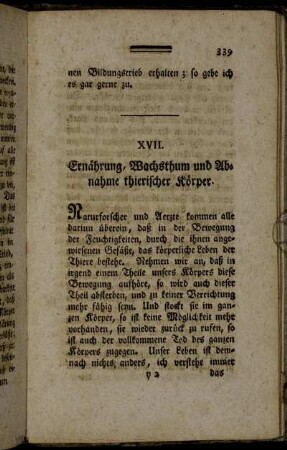 XVII. Ernährung, Wachsthum und Abnahme thierischer Körper