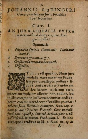 Difficilimae Juris Feudalis Controversiae, In Utramque Partem Resolutae & Summa diligentia enucleatae, 2