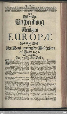 Neundtes Buch, Von Den Denck-würdigsten Geschichten deß Jahrs 1657