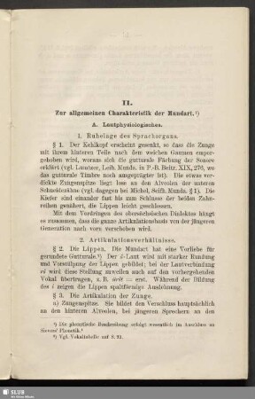 II. Zur allgemeinen Charakteristik der Mundart