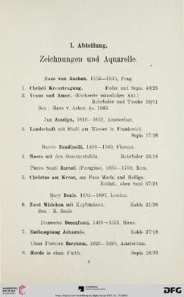 Zeichnungen und Aquarelle (Nr. 1-121)