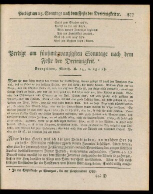 Predigt am fünfundzwanzigsten Sonntage nach dem Feste der Dreieinigkeit