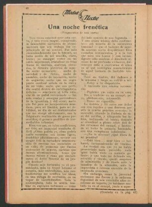 Una noche frenética : (Fragmentos de una carta)