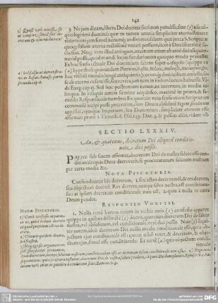 Sectio LXXXIV. An, & quatenus, decretum Dei aliquid conditionale dici possit