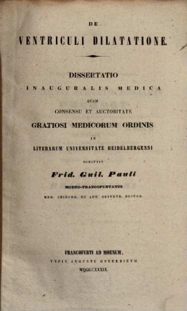 De ventriculi dilatatione : Diss. inaug. med.