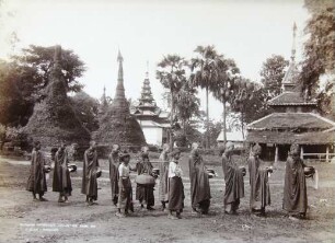 burmese hpongyees collecting alms. 530