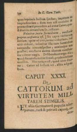 Caput XXXI. De Cattorum ad Virtutem Militarem Stimulis.