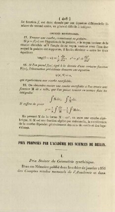 Prix proposés par l'académie des sciences de Berlin.