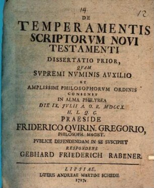 De Temperamentis Scriptorvm Novi Testamenti Dissertatio .... 1