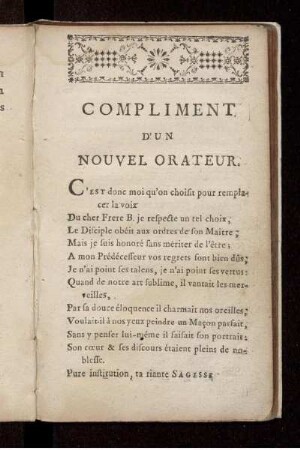 Compliment d'un nouvel orateur