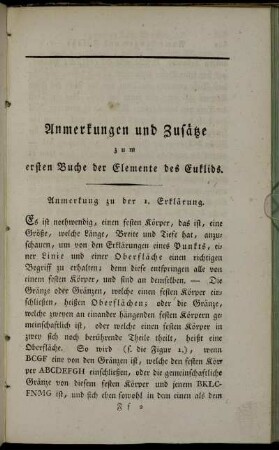 Anmerkungen und Zusätze zum ersten Buche der Elemente des Euklids.