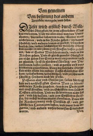Von besserung des andern Artickels/ mangels/ und felhs.