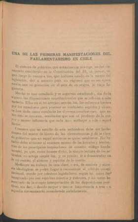 Una de las primeras manifestaciones del parlamentarismo en Chile
