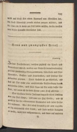 Neun und zwanzigster Brief