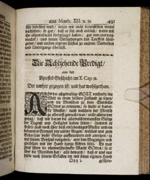 Die Achtzehende Predigt, aus der Apostel-Geschicht am X. Cap. 38.