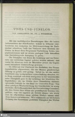 Vives und Fénelon
