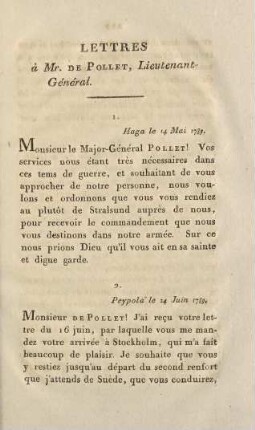 221-236, Lettres à Mr. de Pollet, Lieutenant-Général