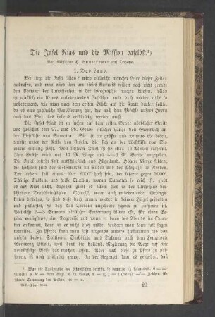Die Insel Nias und die Mission daselbst
