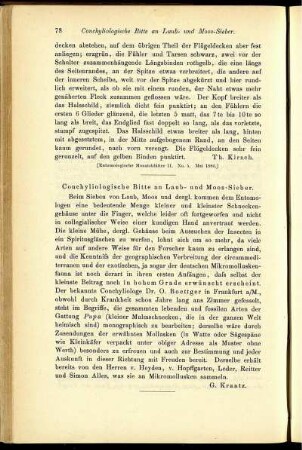 Conchyliologische Bitte an Laub. und Moos-Sieber