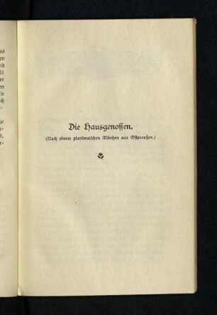 ¬Die¬ Hausgenossen