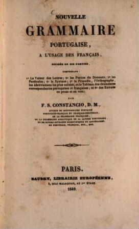 Nouvelle grammaire portugaise, à l‛usage des français