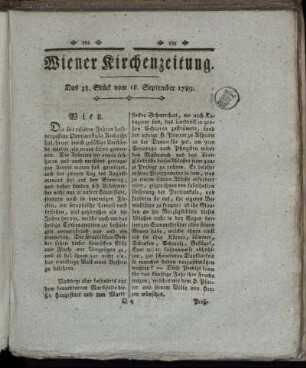 Das 38. Stück vom 18. September 1789.