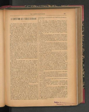 La Question des Écoles d'Orient.