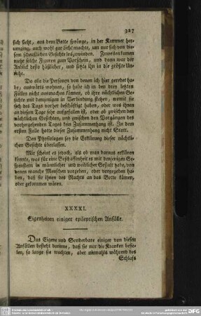 XXXXI. Eigenheiten einiger epileptischer Anfälle