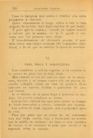 XI. Caza, pesca y agricultura