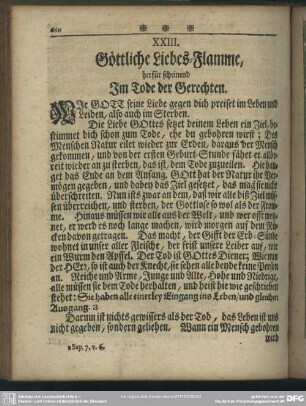 XXIII. Göttliche Liebes-Flamme, herfür scheinend Im Tode der Gerechten