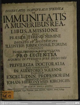 Dissertatio Inauguralis Iuridica De Immunitatis A Muneribus Realibus, Amissione