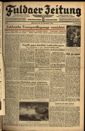 Ausgabe vom Mittwoch, den 20. September 1944.